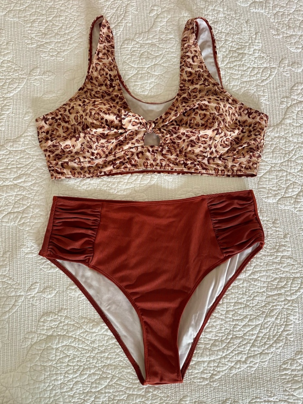 SHEIN Leopard Print & Rust Two-Piece Swim Set